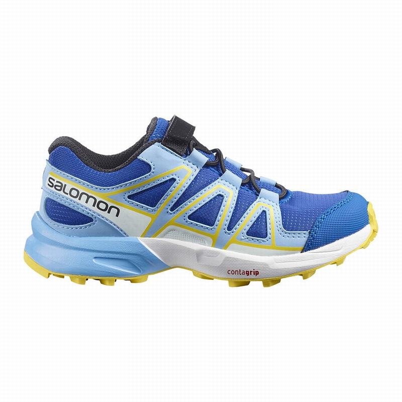 Salomon Singapore Kids Trail Running Shoes - SPEEDCROSS Blue/Lemon | 56217-GFDR